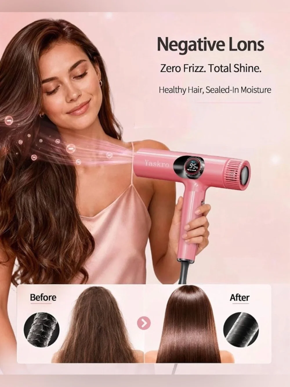 Pink Ionic High Speed Brushless Motor Hair Dryer With Diffuser